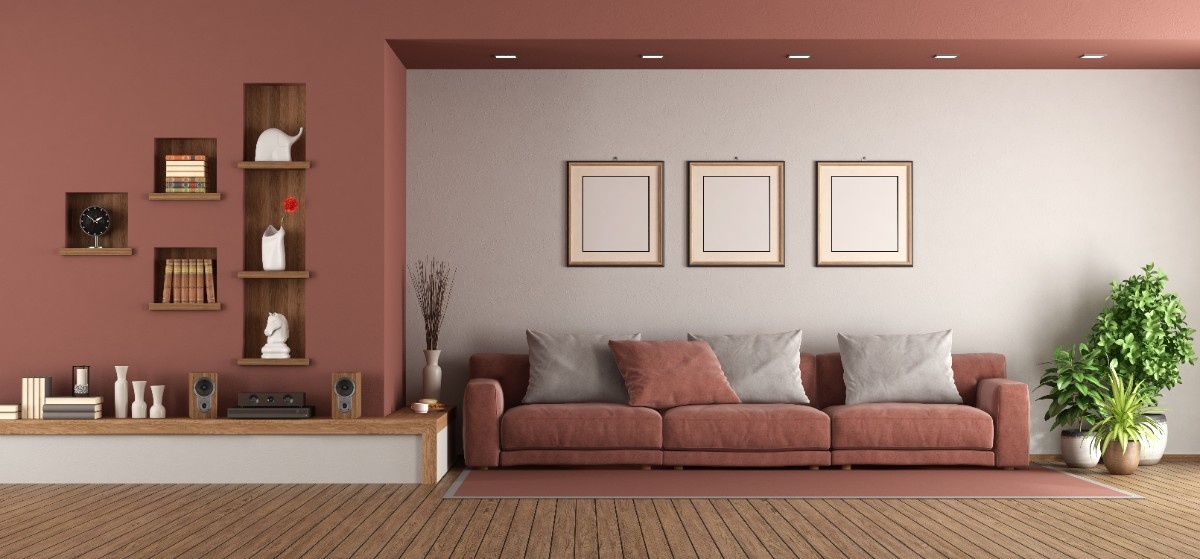 Best accent wall colors Pacific Northwest terracotta living room