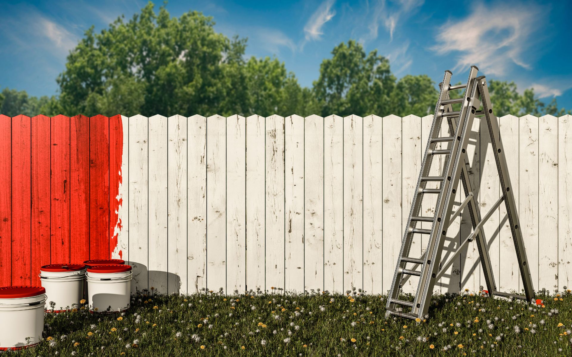 painted wooden fence