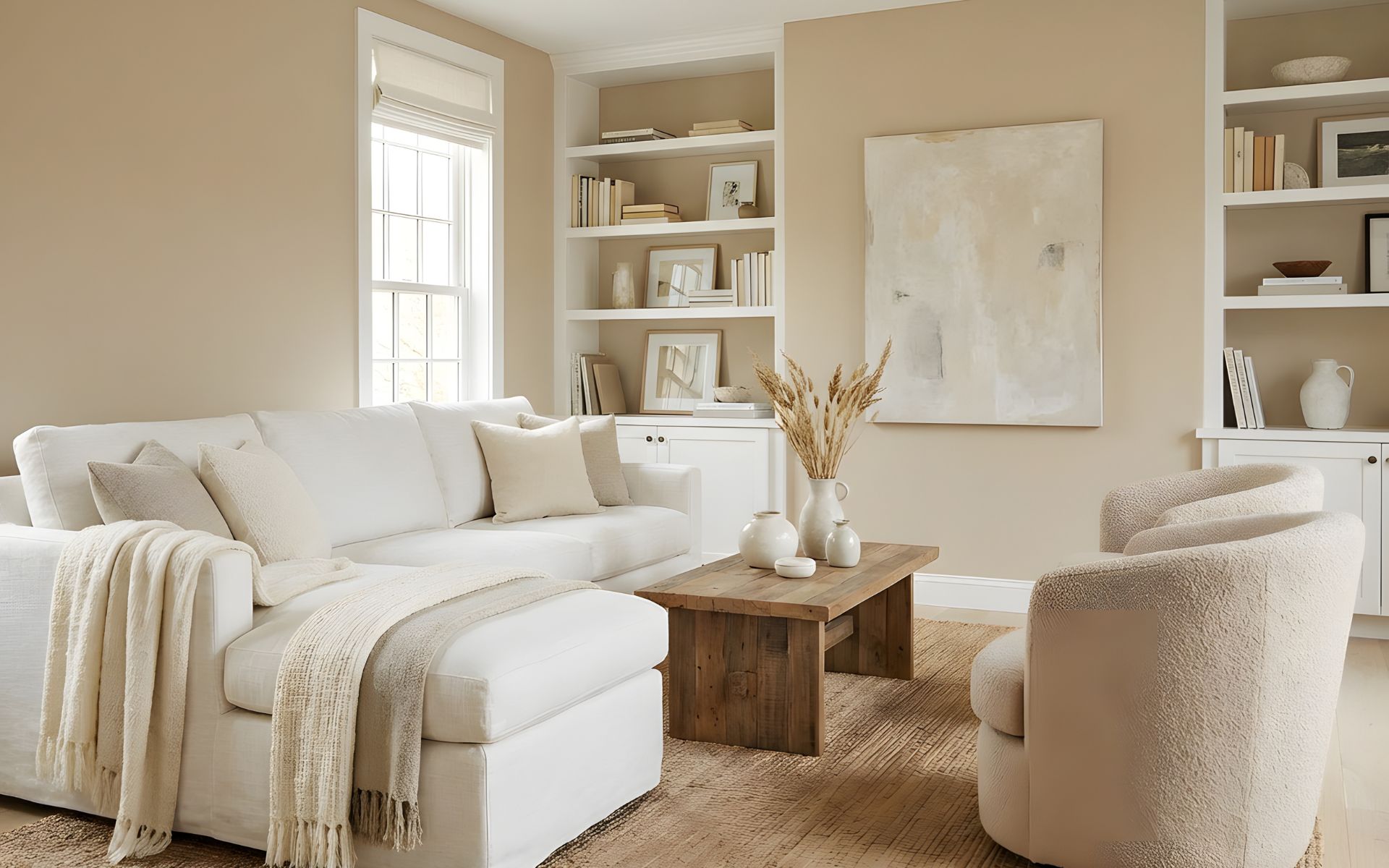 Cozy Neutral Living Room Interior Design