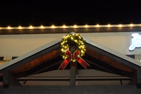 A real Glow roofline lighting install in Orcutt, warm white lights along the roof edge at dusk
