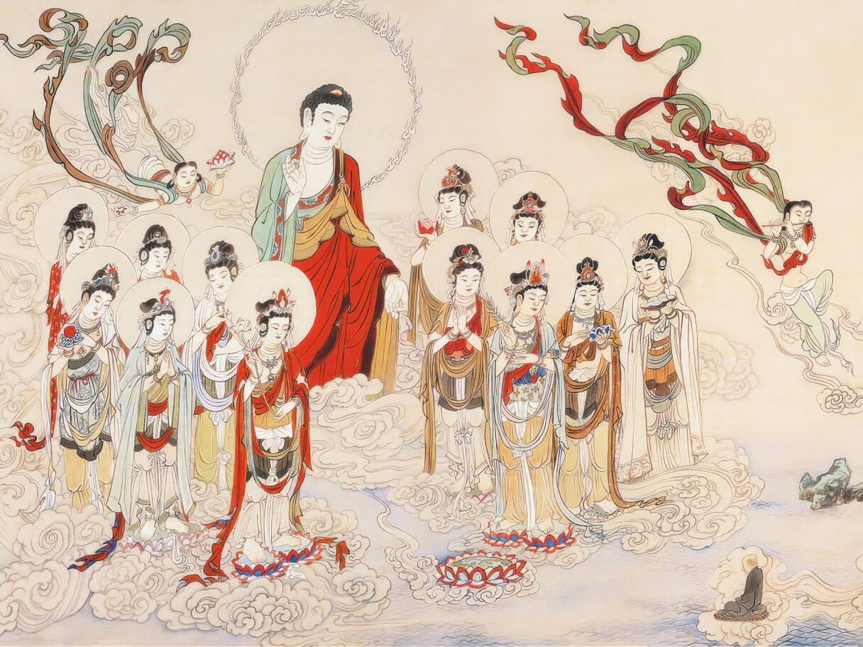 Amitabha Buddha and Bodhisattvas Welcoming Beings to the Western Pure Land of Ultimate Bliss