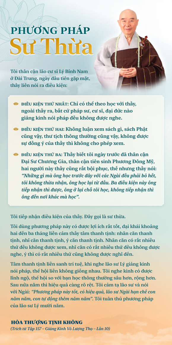 Master-Disciple Transmission Method Poster - Venerable Master Chin Kung and Elder Layman Li Bingnan's Secret to Successful Practice