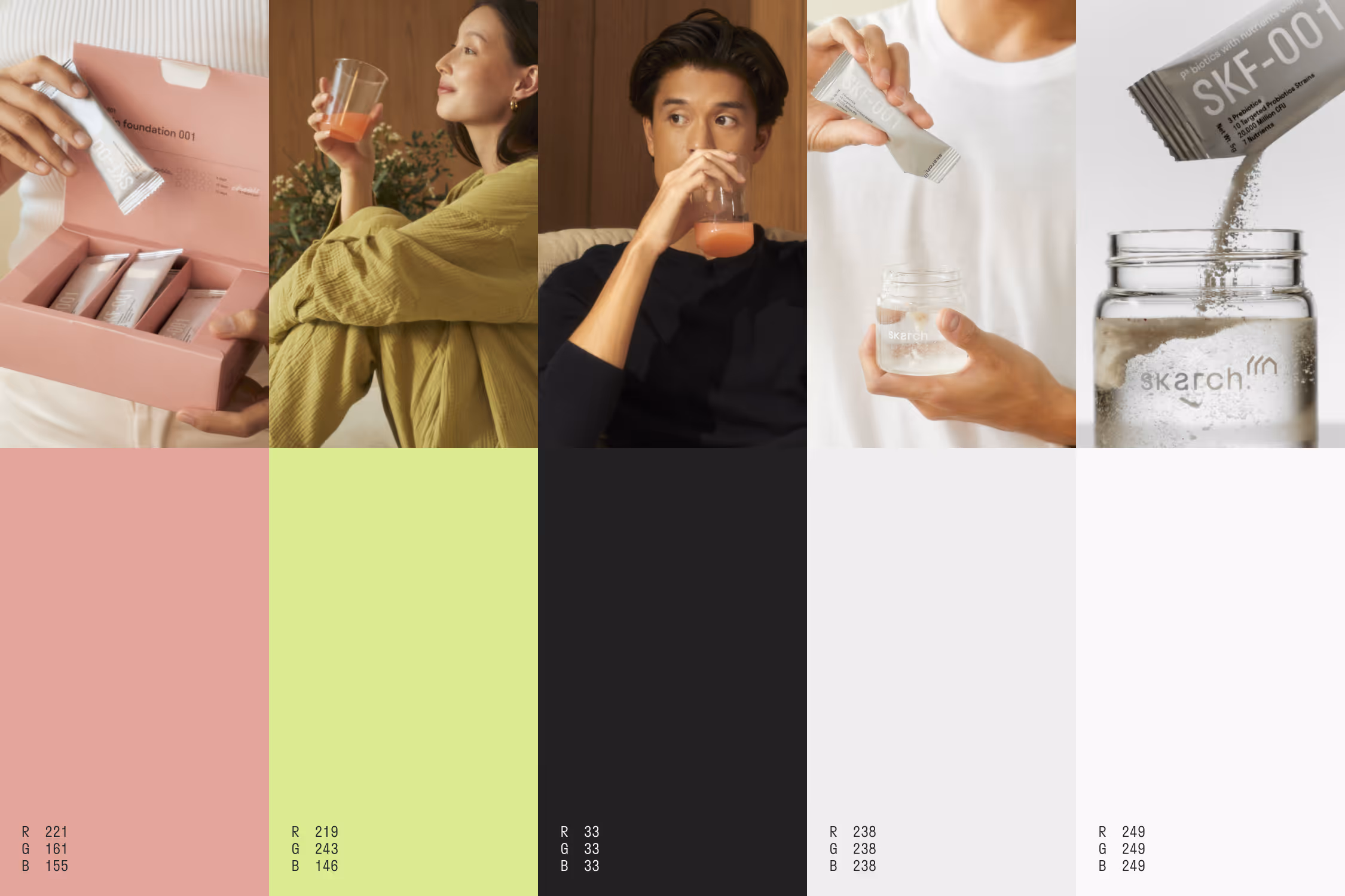 Overview of Surround Living's brand colour palettes