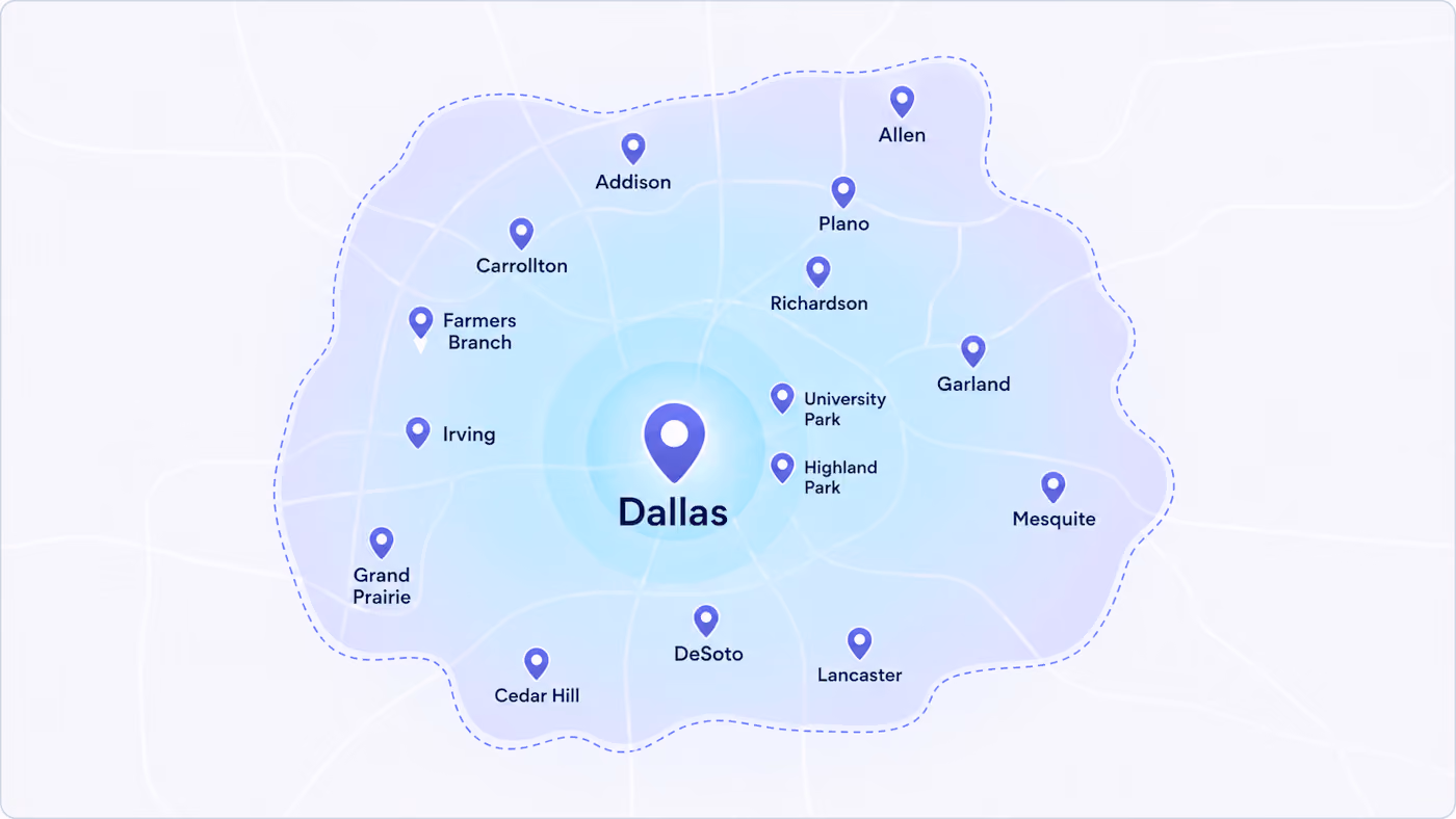 Dallas wheelchair transportation service area map