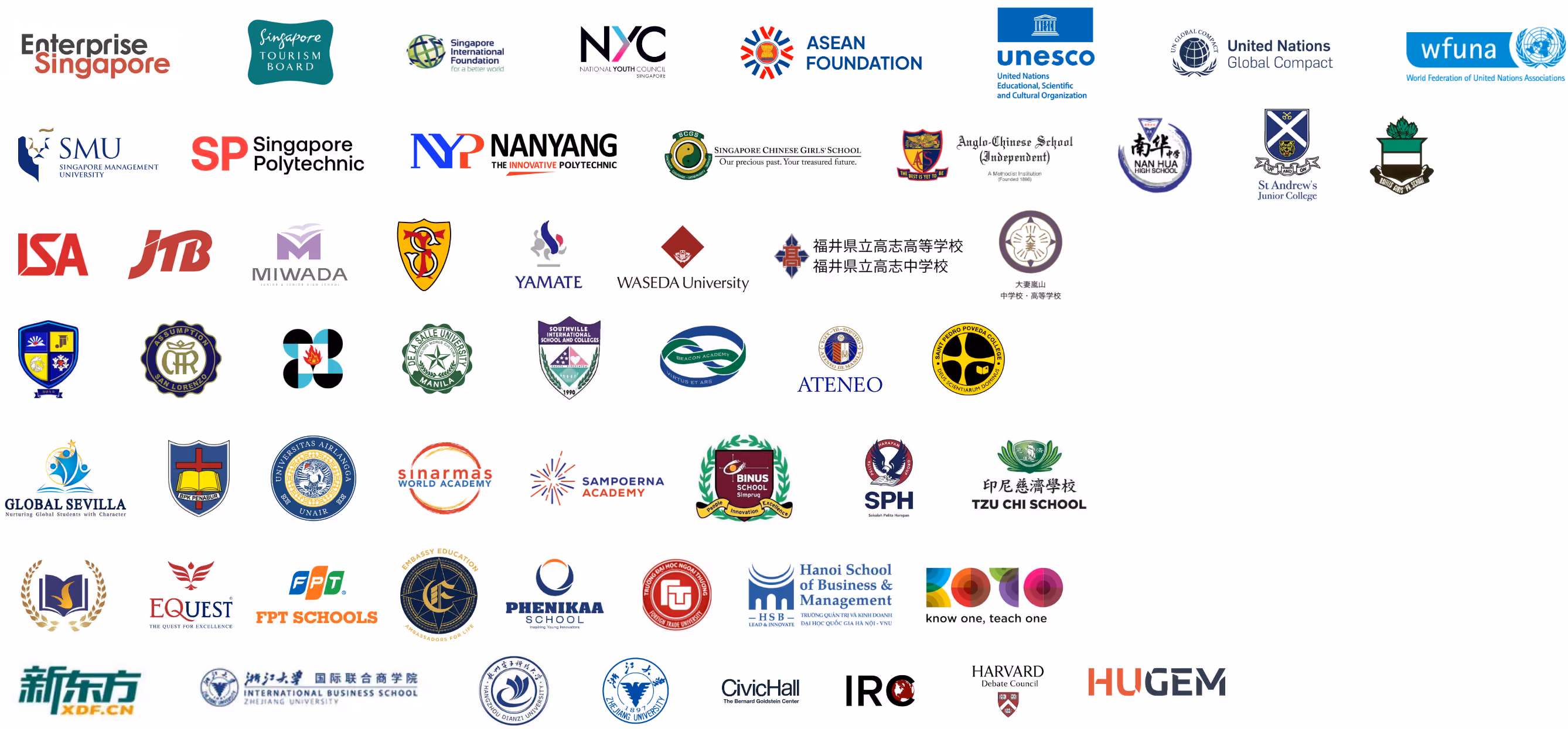 A wall of logos of our partners. We have 200+ partnered schools and organizations around the world.