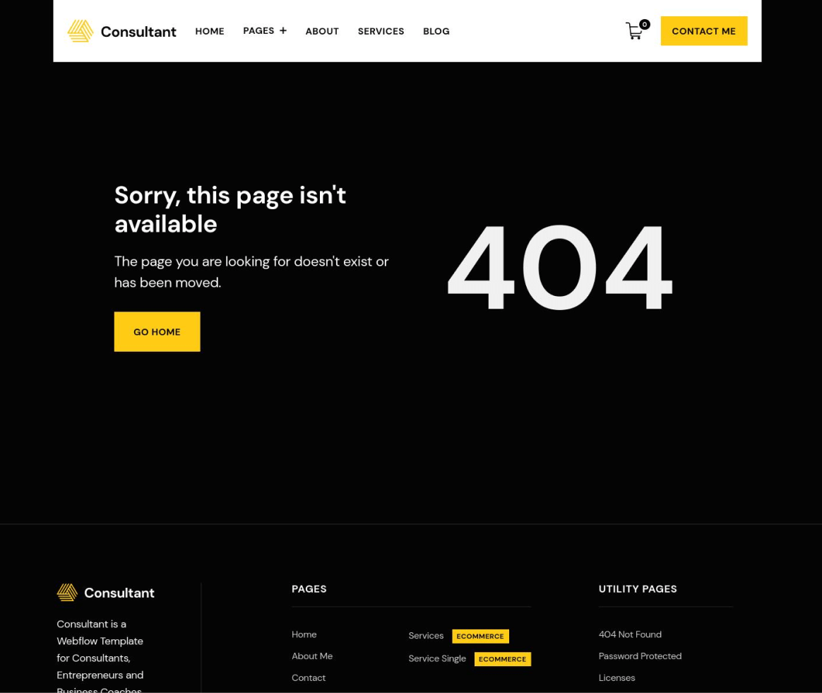 Consultant - 404 not found page - Consultant and Business Coach Webflow Template