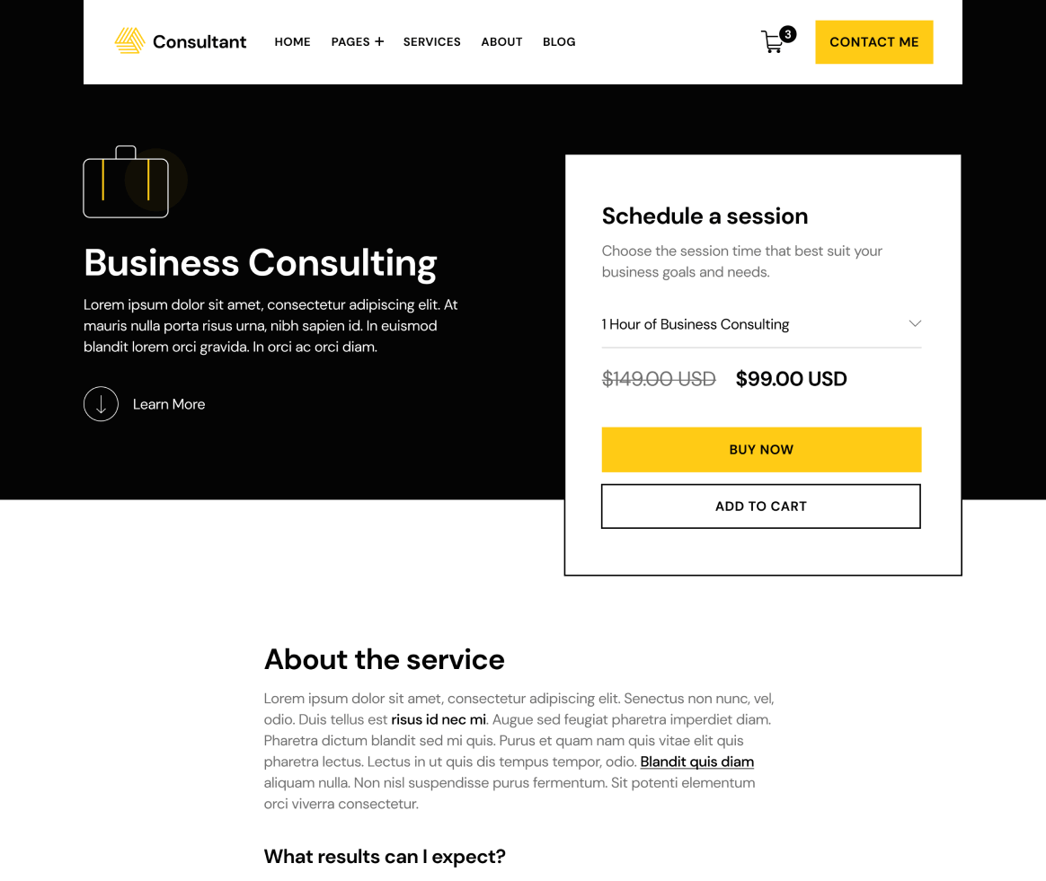 Consultant - Single Service page - Consultant and Business Coach Webflow Template