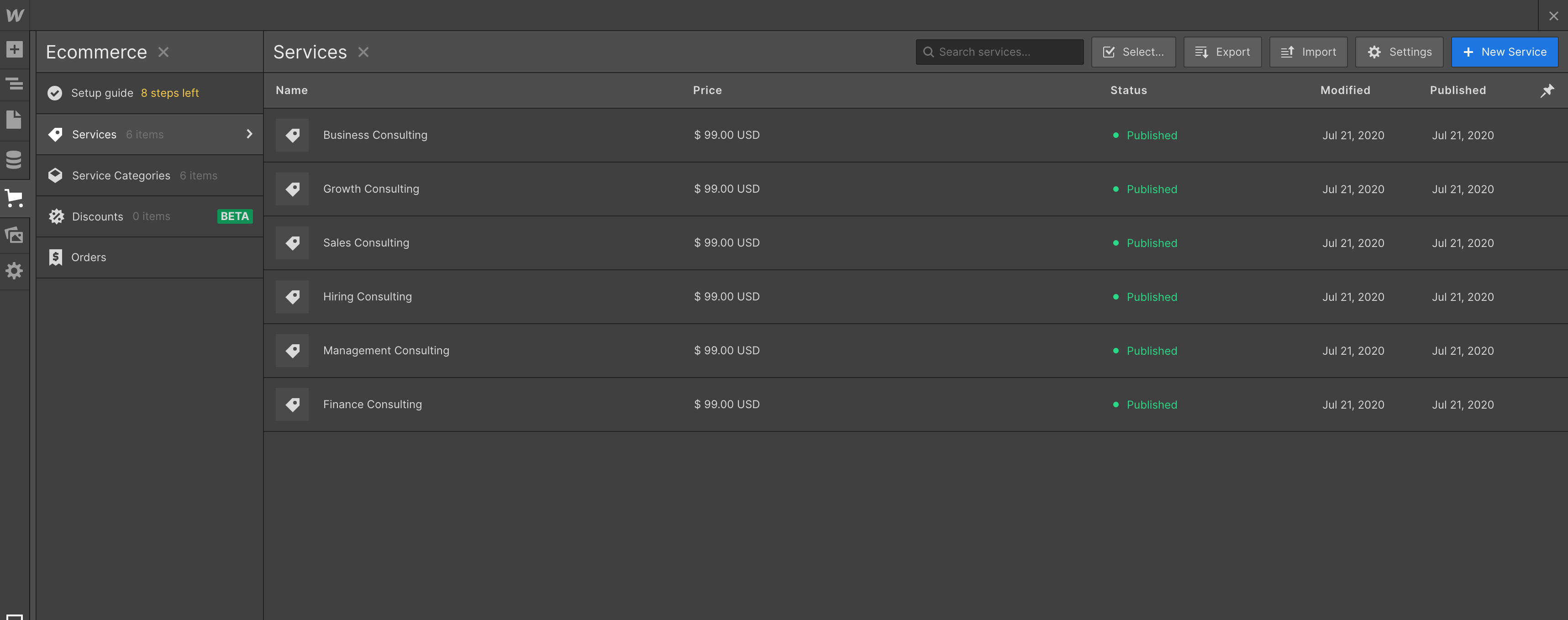 eCommerce Collection - Consultant Webflow Template