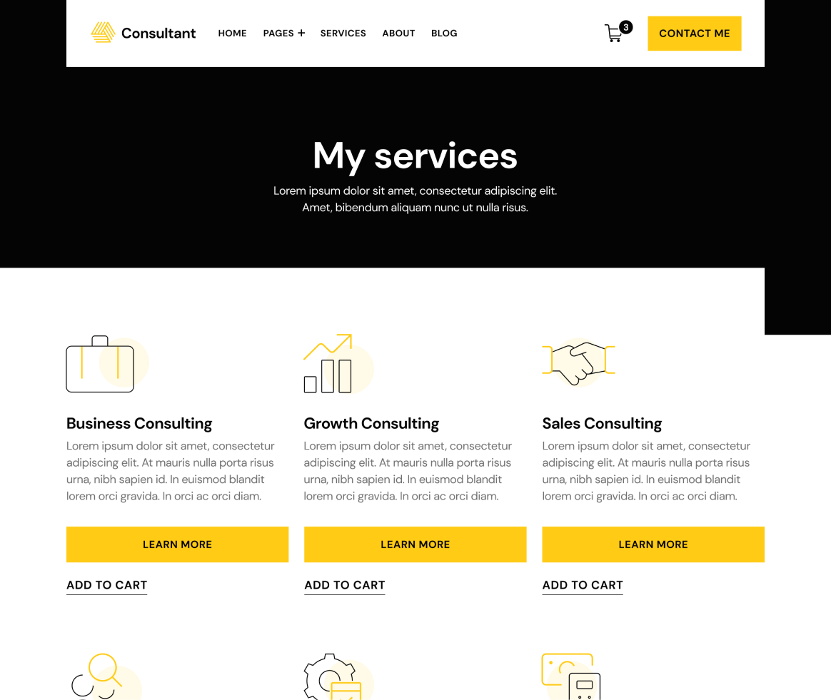 Consultant - Services page - Consultant and Business Coach Webflow Template