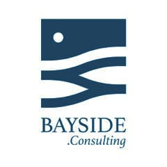 Triangle with waves inside, words with bayside consulting inc