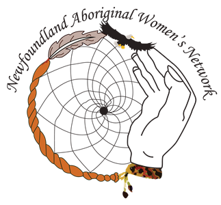a dreamcatcher with Newfoundland Aboriginal Women’s Network Inc. (NAWN) written above it. 