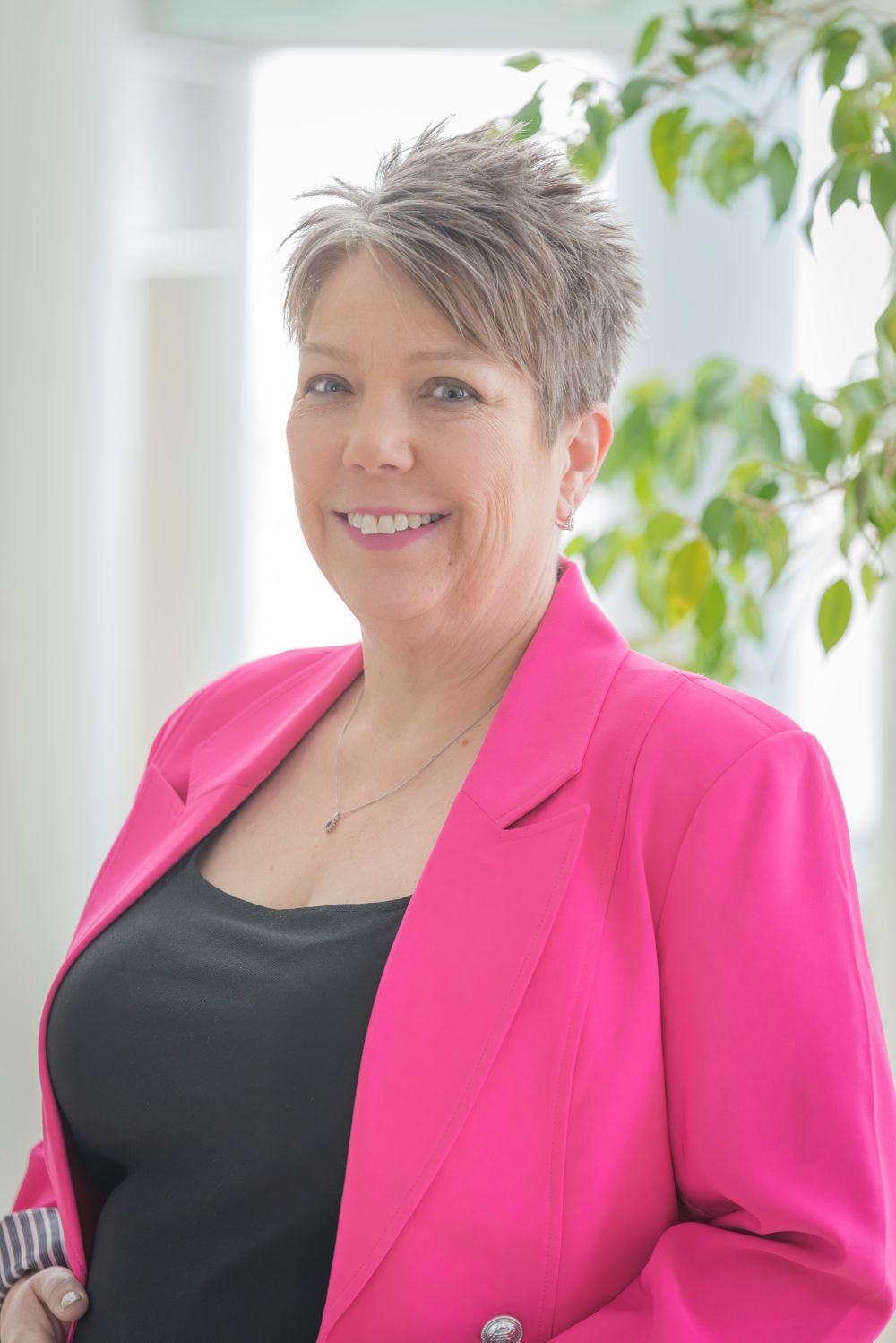 Smiling Lady Pink jacket