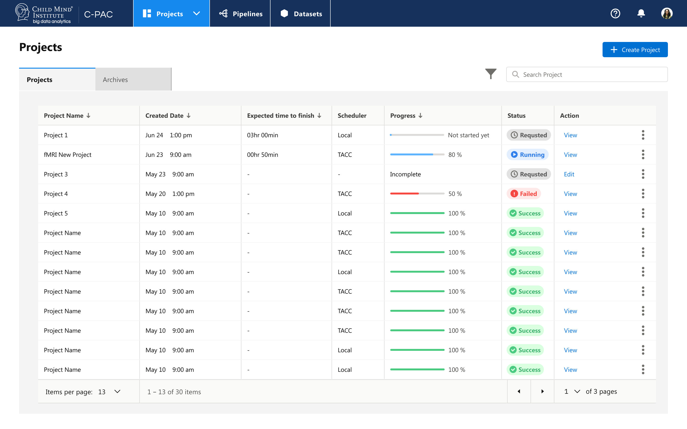 Landing page of C-PAC