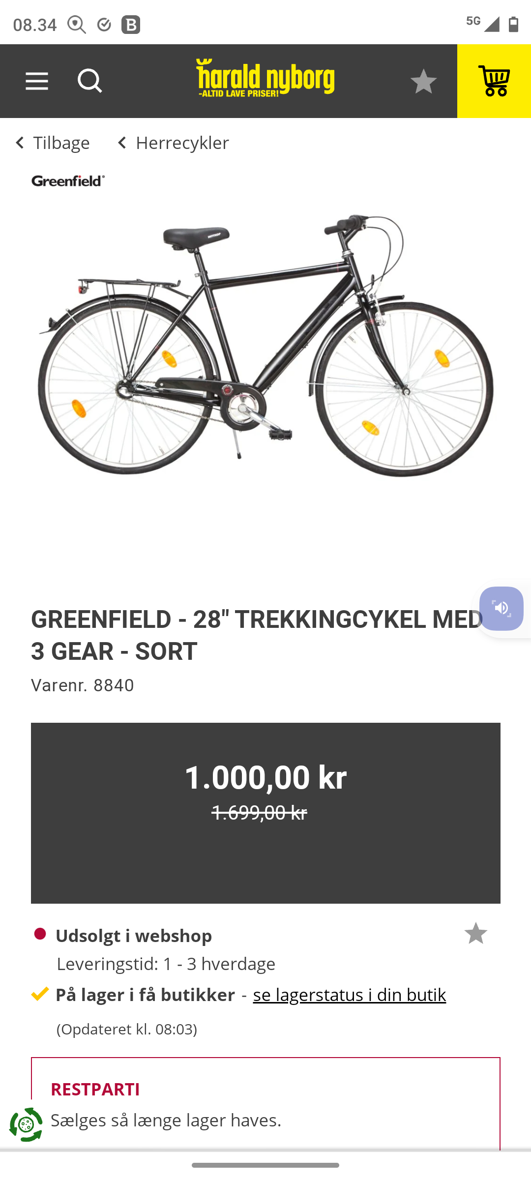 Billede af den stjålne cykel