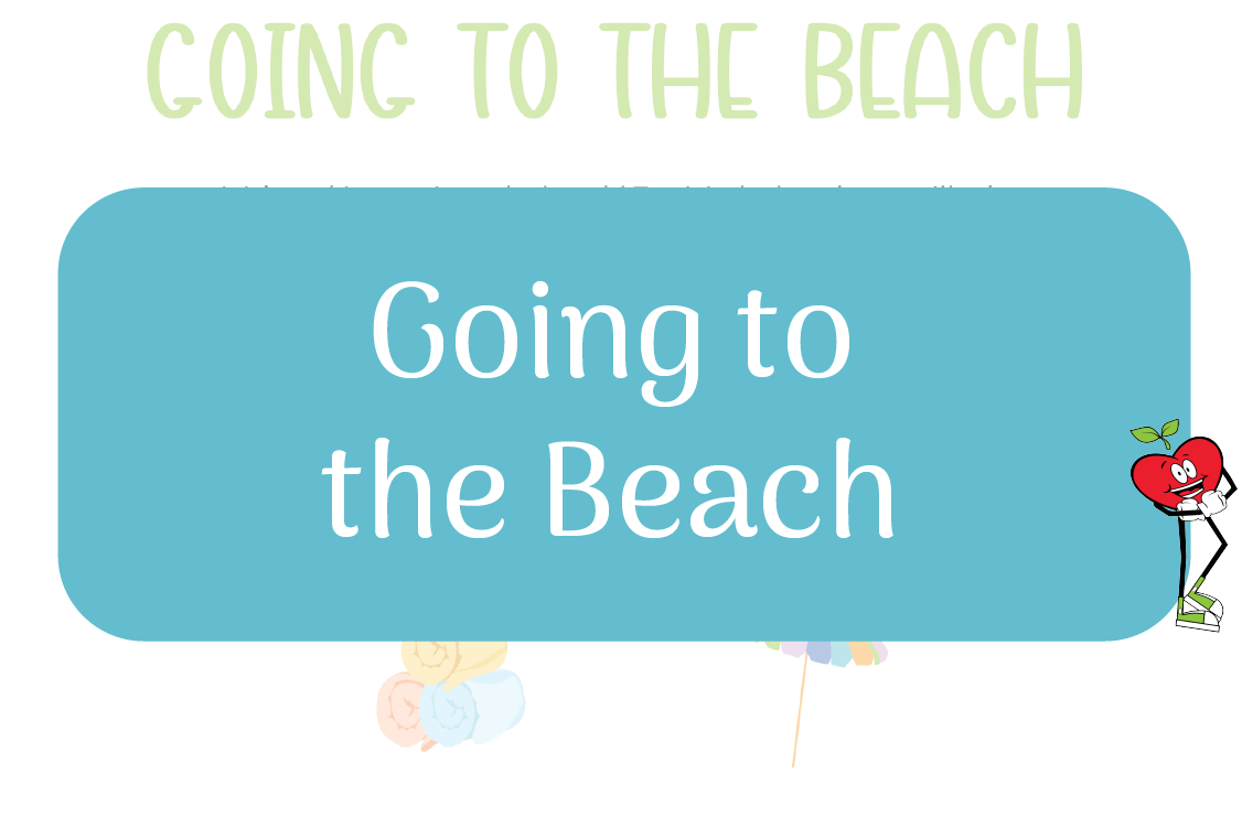 Going to the beach Happy apple leaning