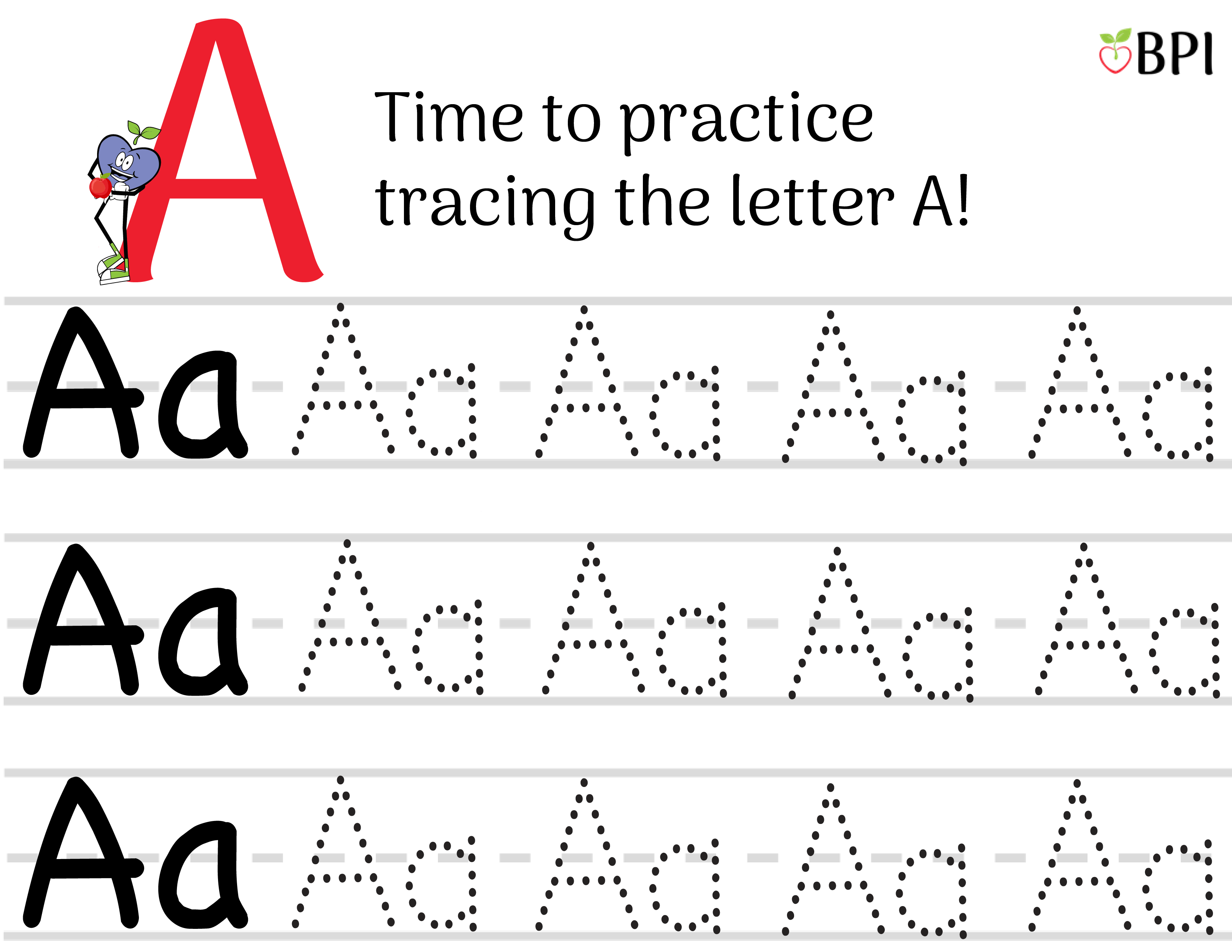 Our Happy Apple Tracing Worksheets for each letter in the alphbet.