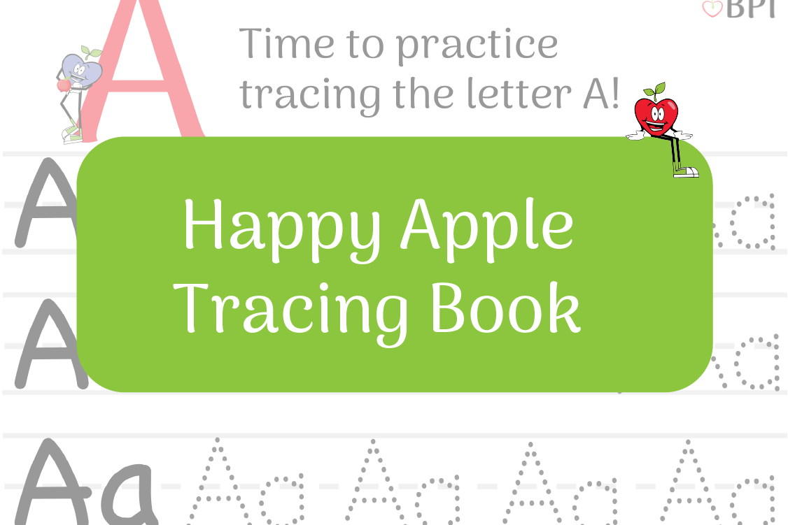 Alphabet Tracing Worksheets Happy Apple Sitting Down