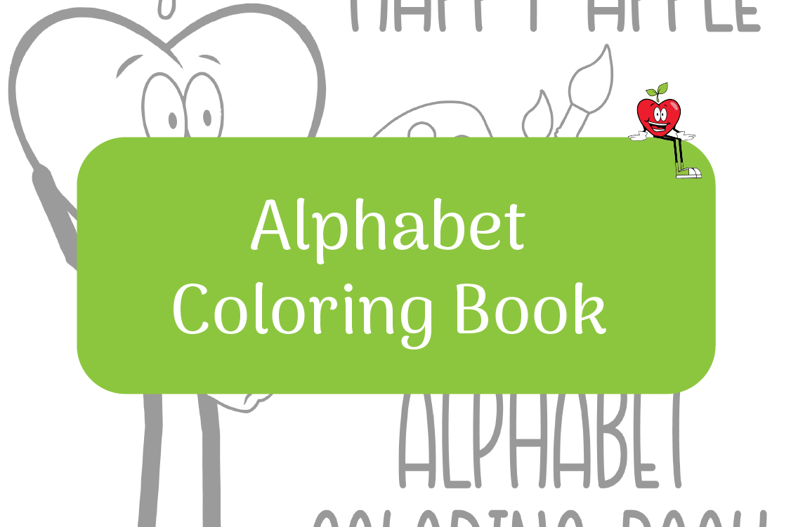 Alphabet Coloring Book Happy Apple Sitting Down