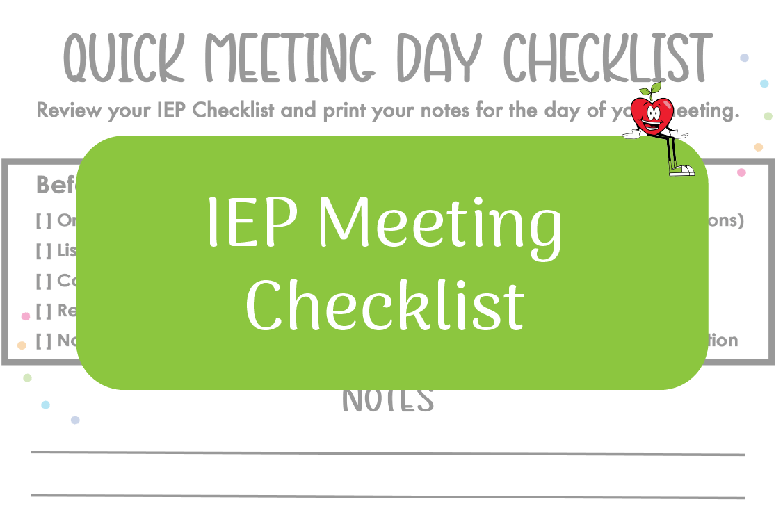 IEP Meeting Checklist Happy Apple Sitting Down