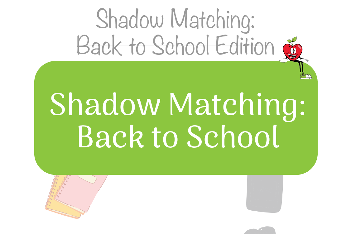 Shadow Matching: Back to School Happy Apple Sitting Down