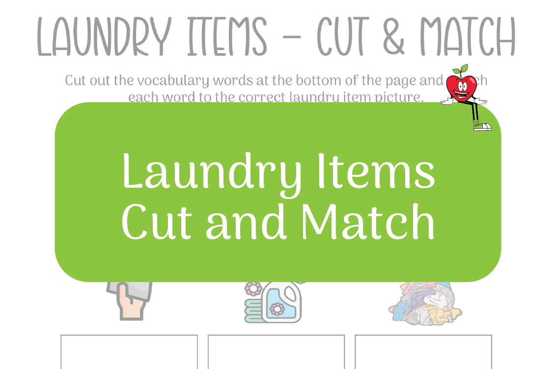 Laundry Items - Cut and Match Happy Apple Sitting Down