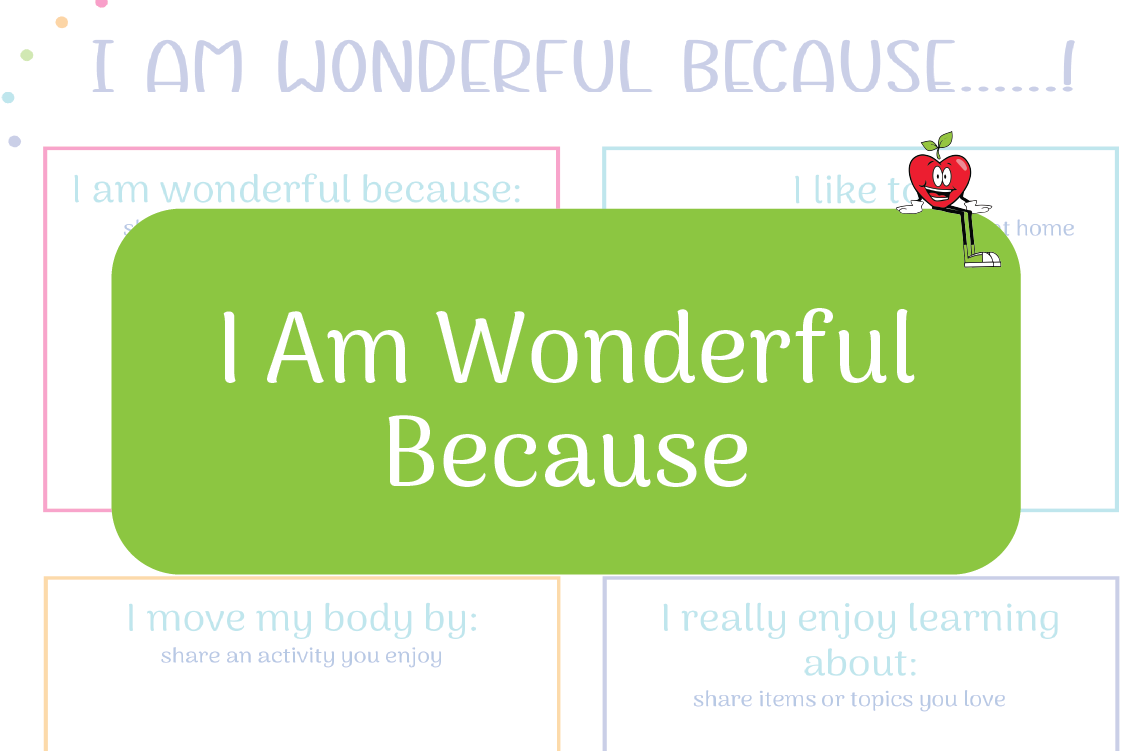 I Am Wonderful Because Happy Apple Sitting Down