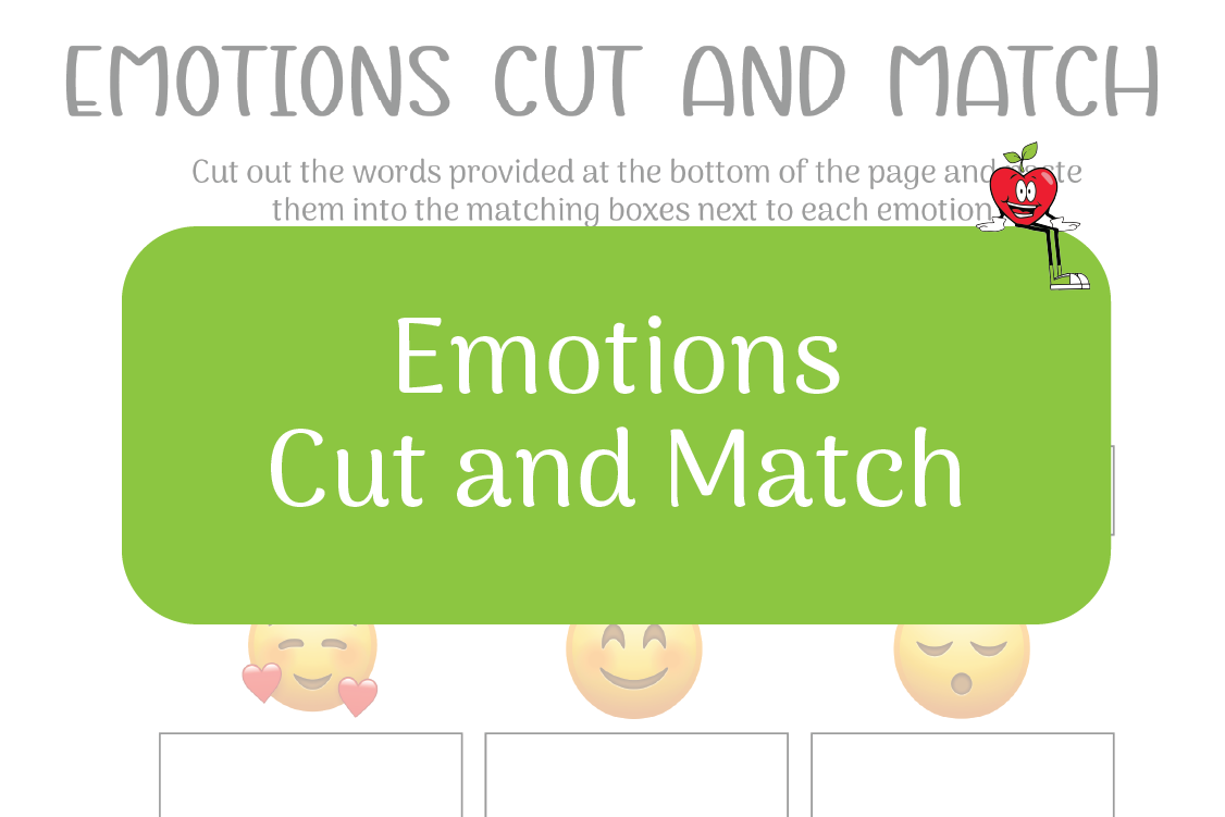 Emotions Cut and Match Happy Apple Sitting Down