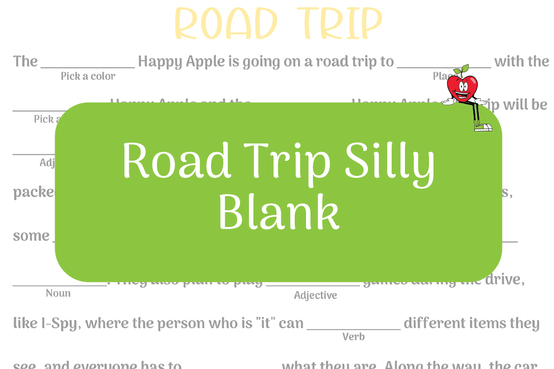 Road Trip Silly Blank Happy Apple Sitting Down