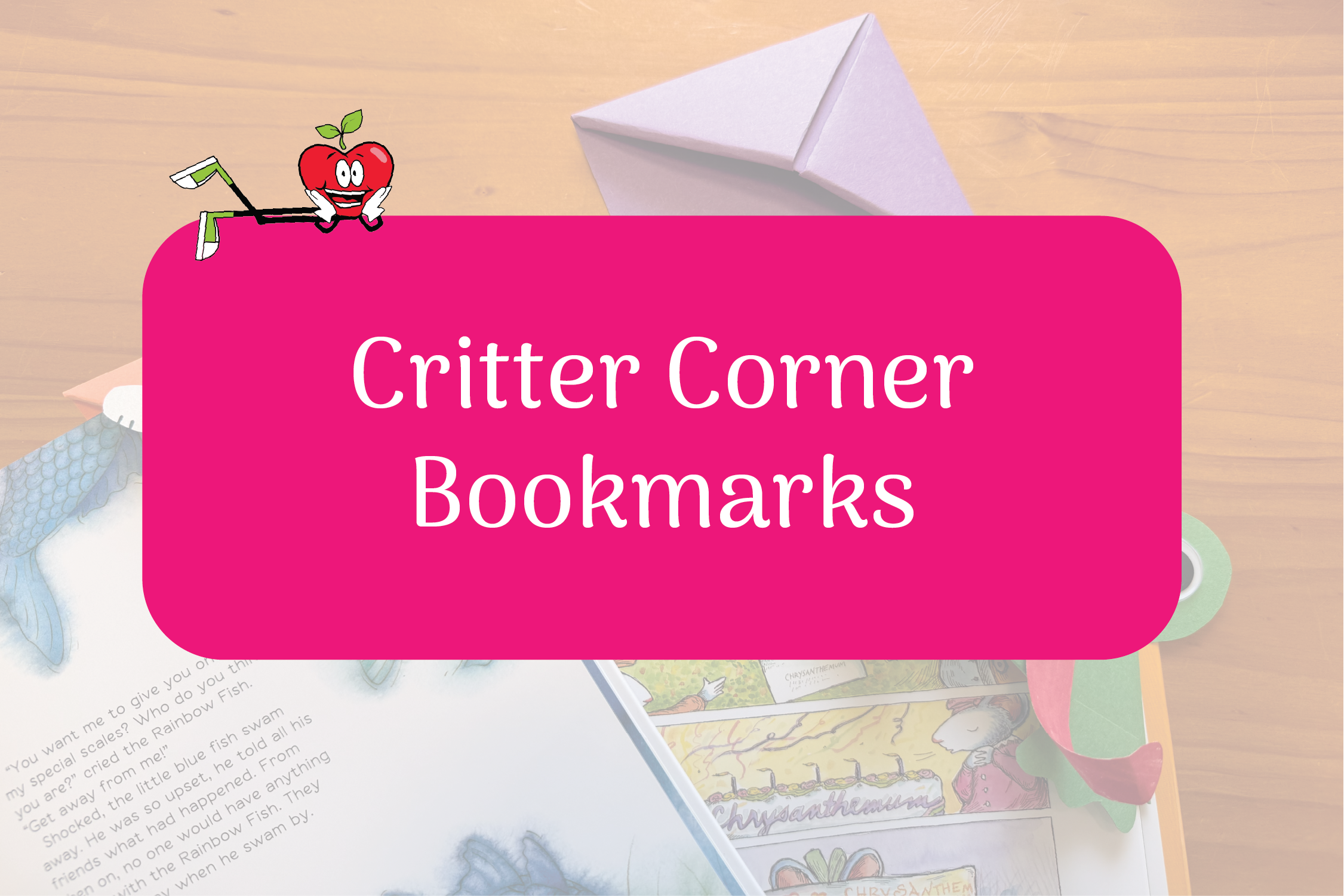 Critter Corner Bookmarks Happy Apple Laying Down