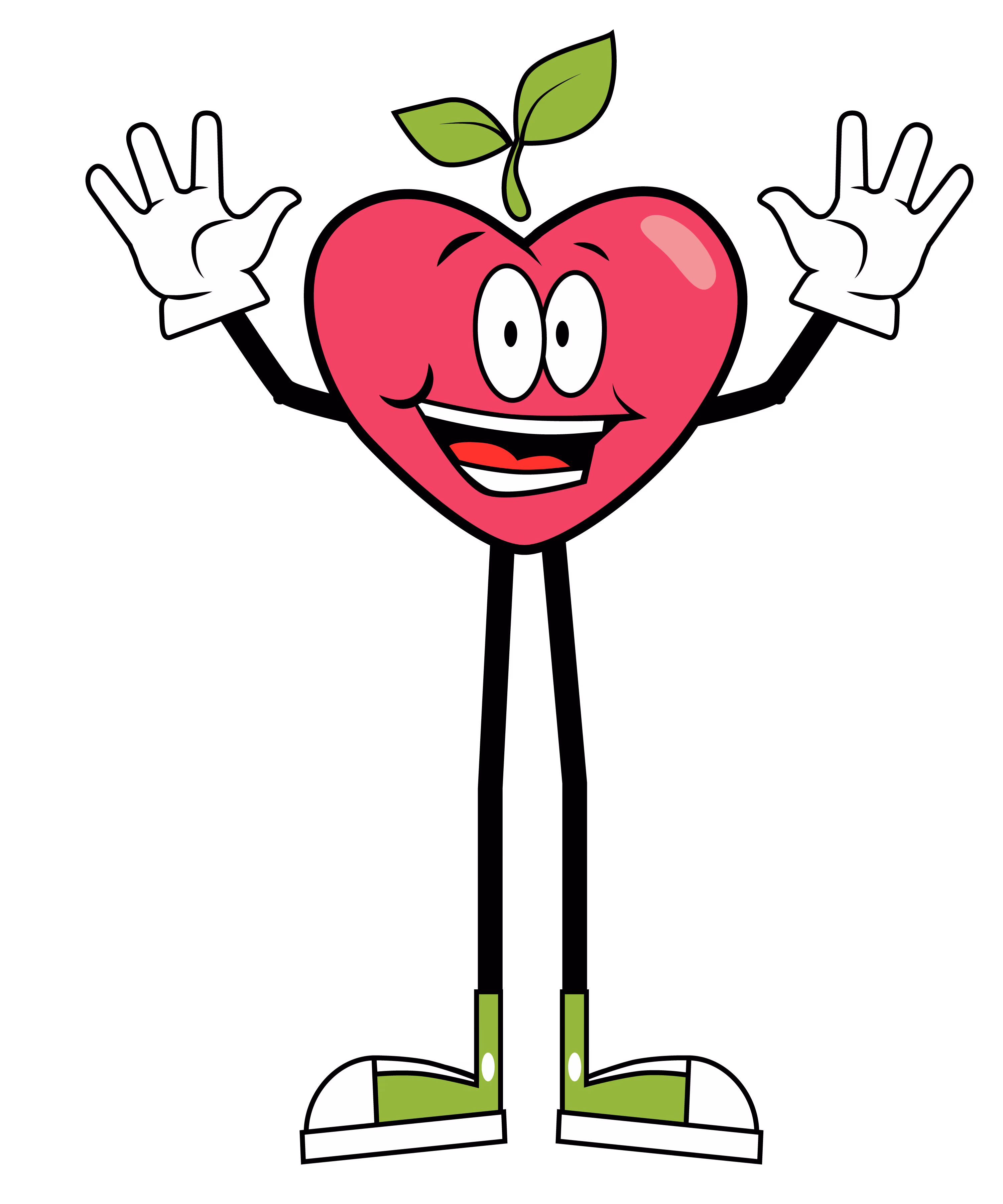 Pink Happy Apple waving.