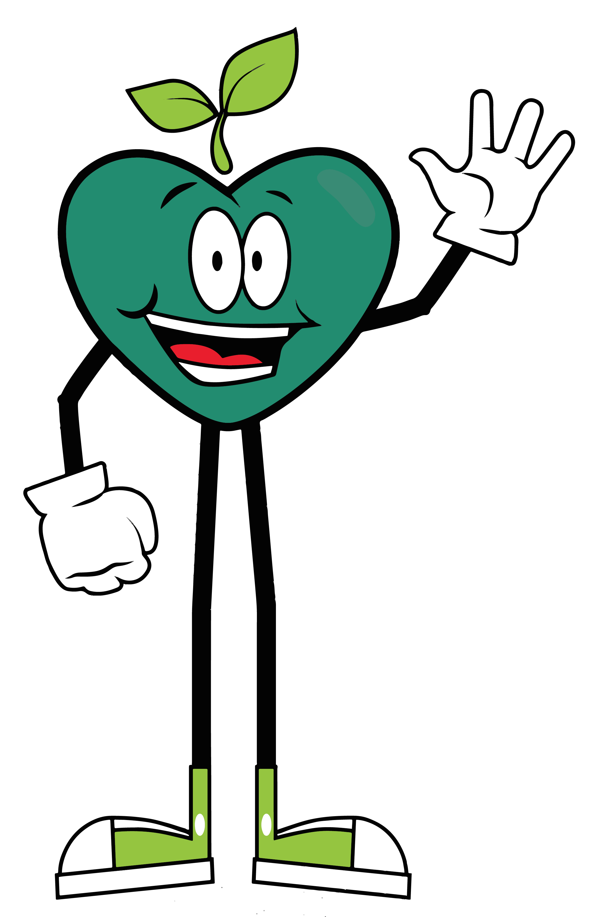 Green Happy Apple waving.