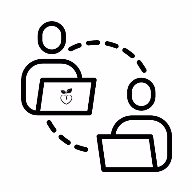 A cartoon of two people connecting over the internet.