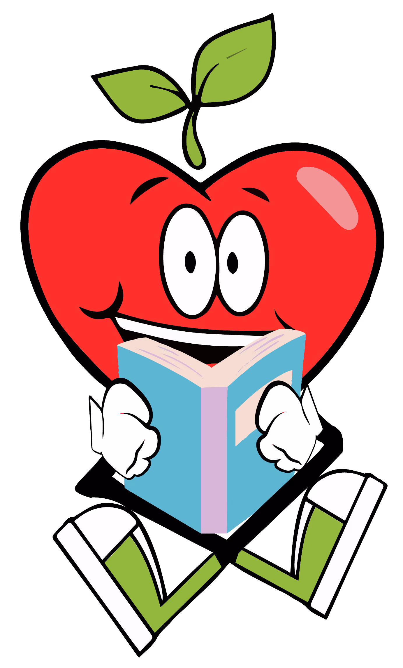 Happy Apple reading a book