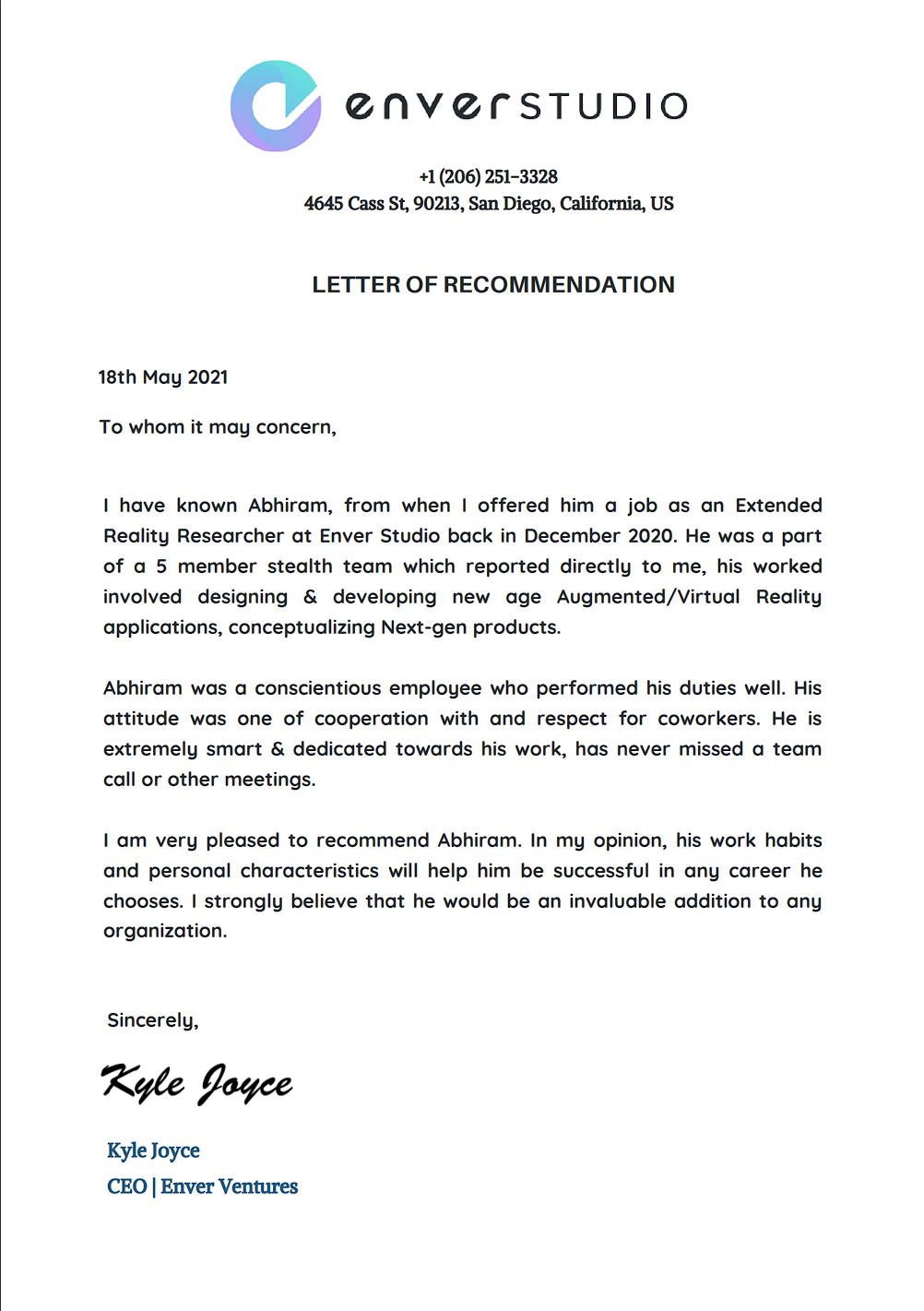 A mockup of a project