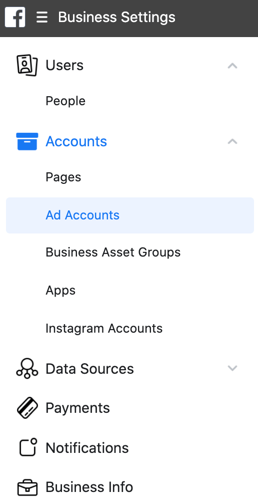 Business Settings-Ad Accounts