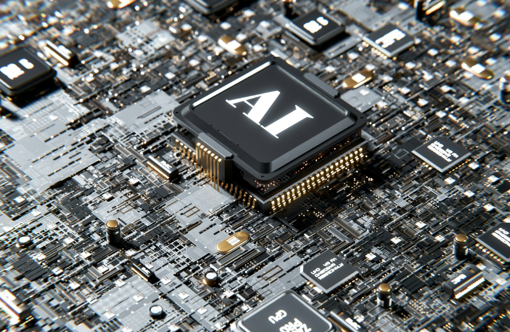 An AI chip inserted into computer hardware.