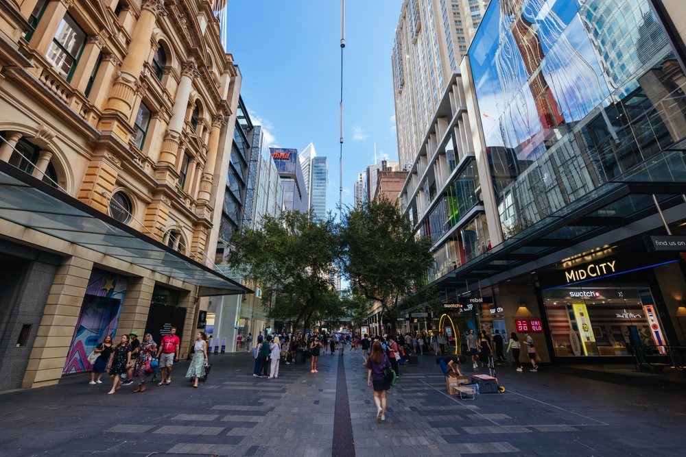 A city street in Sydney CBD, Australia.