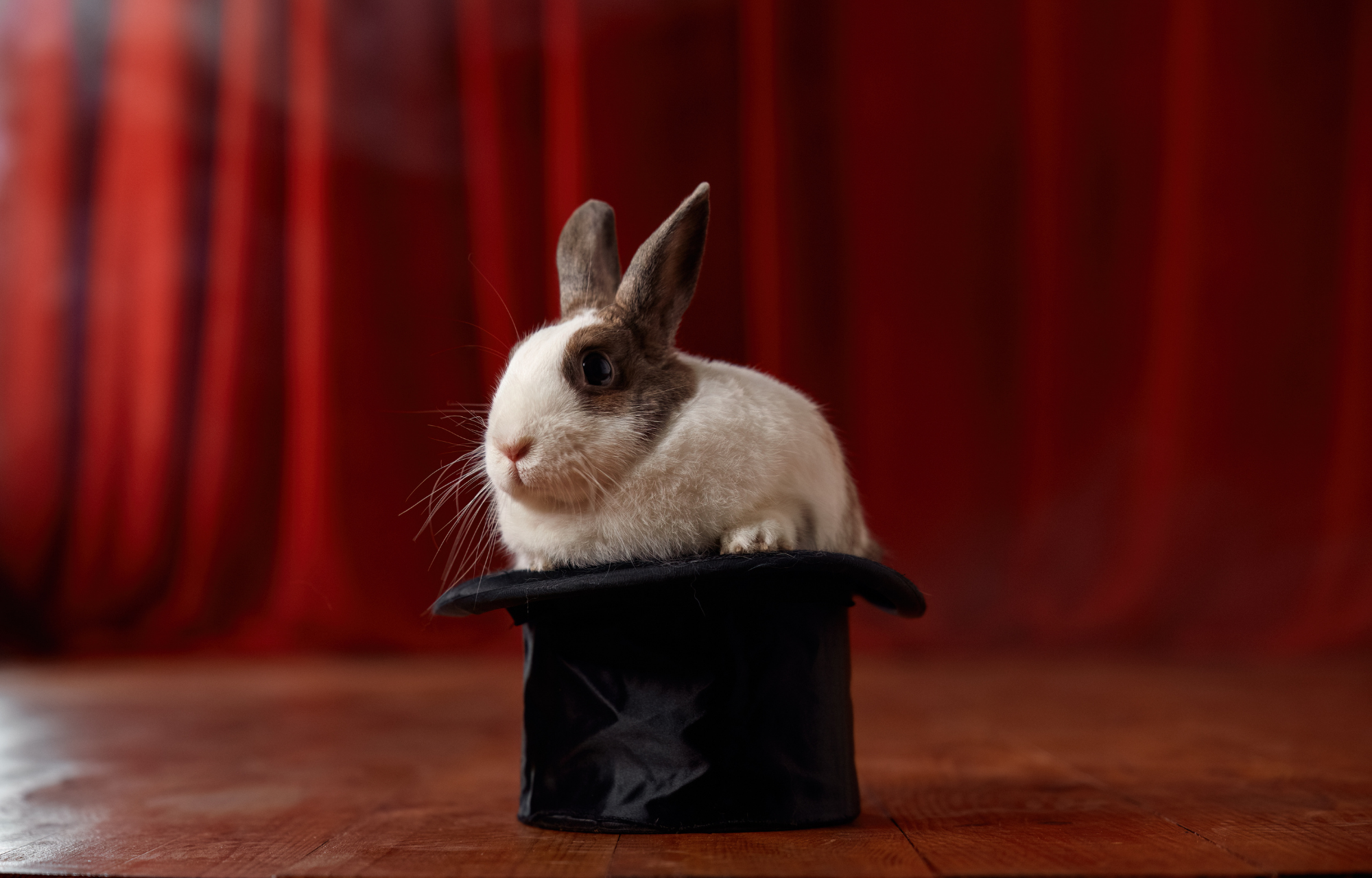 White rabbit in a magician top hat symbolizing AI search engine optimisation