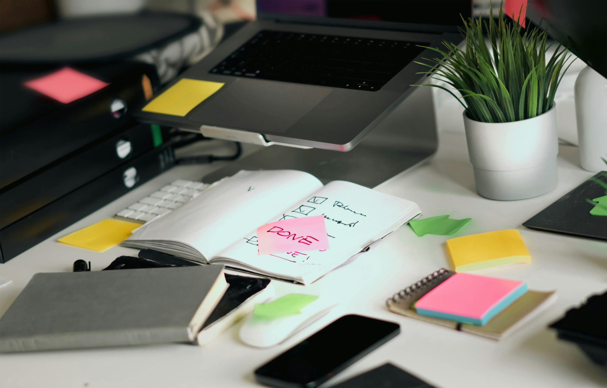 Organised workspace executing a high-performing content strategy