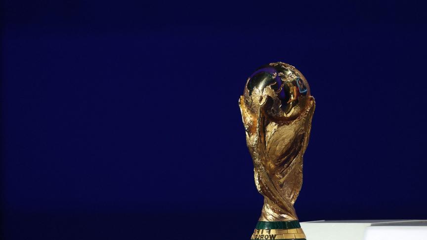The soccer world cup on a blue background