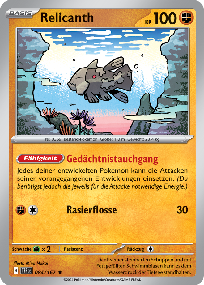 Pokemon - Gewalten der Zeit - Relicanth 084/162 Holo  (DEUTSCH)                                                            