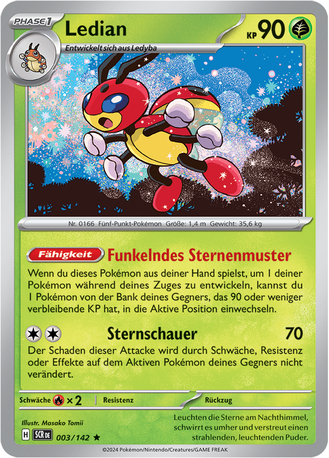Pokemon - Stellarkrone  - Ledian 003/142 Holo (DEUTSCH)                            