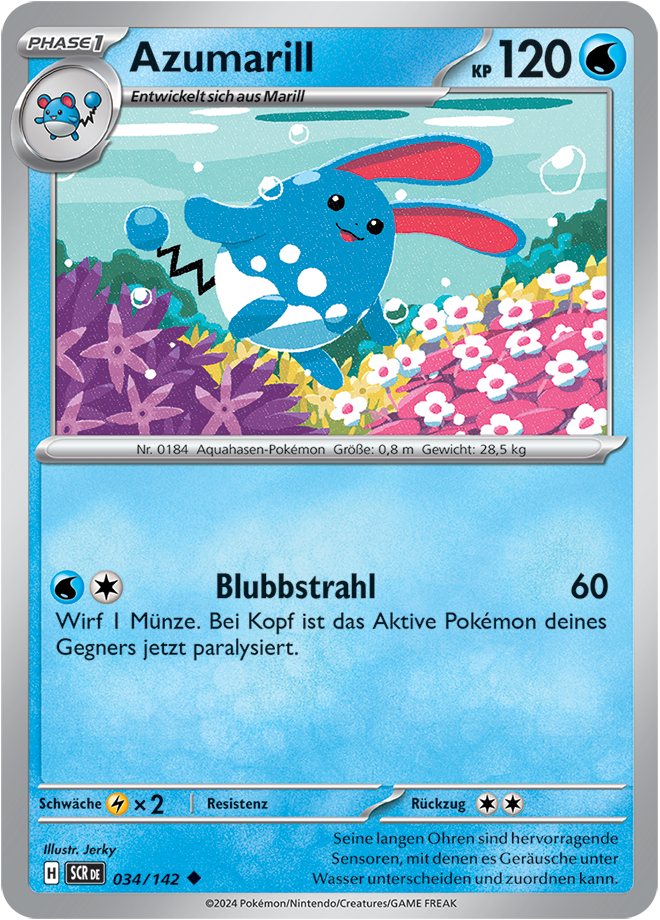 Pokemon - Stellarkrone  - Azumarill 034/142 (DEUTSCH)                               