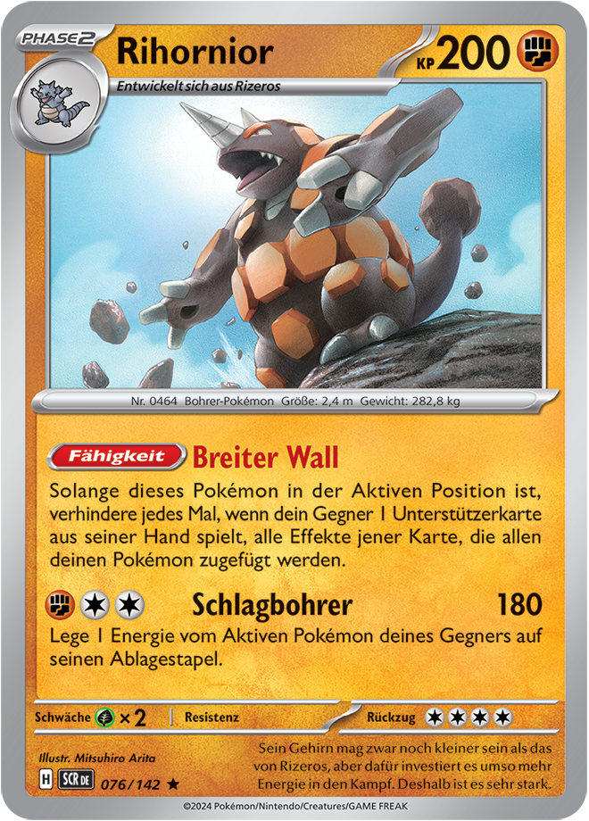 Pokemon - Stellarkrone  - Rihornior 076/142 Holo (DEUTSCH)                                         