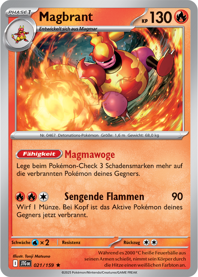 Pokemon - Reisegefährten  - Magbrant  021/159 Holo (DEUTSCH)                                               