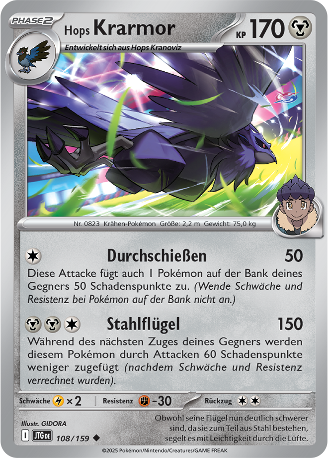 Pokemon - Reisegefährten  - Hops Krarmor 108/159  (DEUTSCH)                   