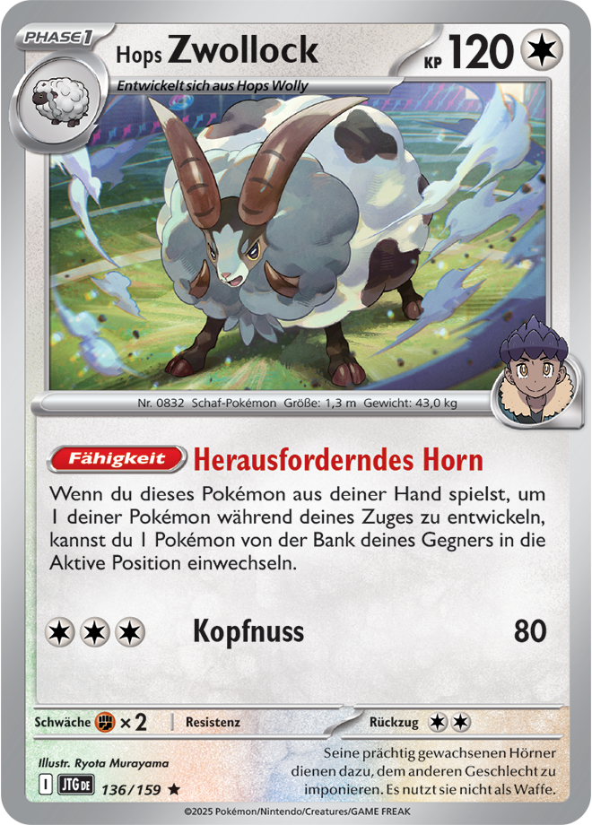 Pokemon - Reisegefährten  - Hops Zwollock 136/159 Holo (DEUTSCH)                          