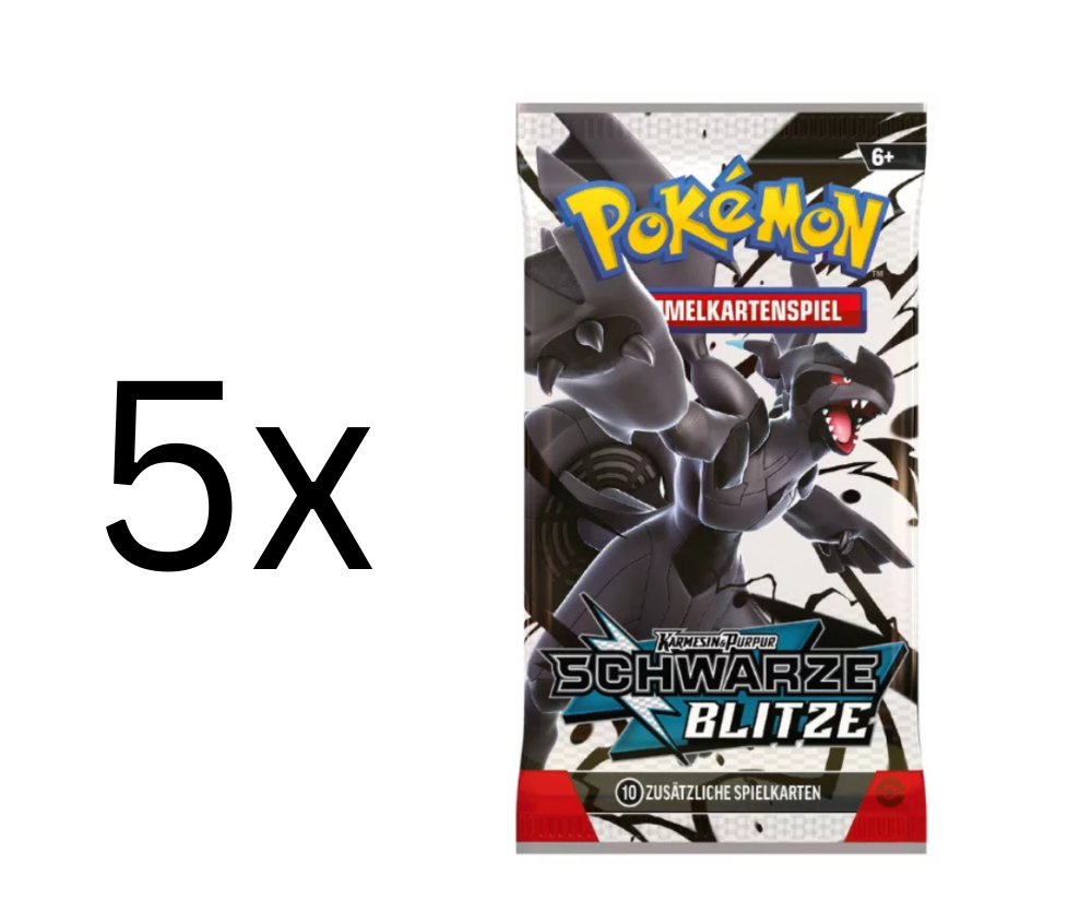 Pokemon - 5x Karmesin & Purpur Schwarze Blitze Booster - Deutsche  