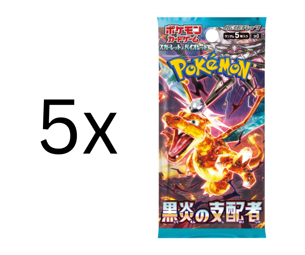 Pokemon - 5x Ruler Of Black Flame Booster - Japanisch   