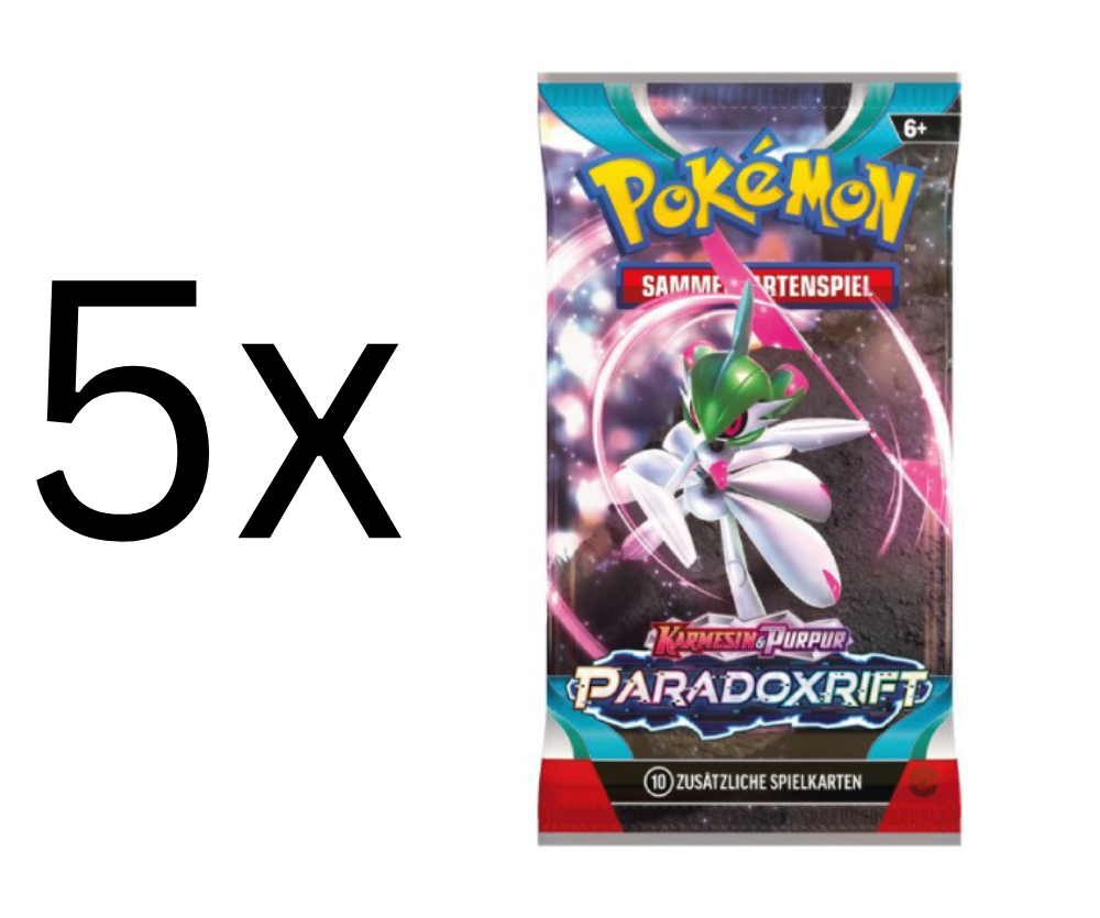 Pokemon - 5x Karmesin & Purpur Paradoxrift Booster - Deutsch